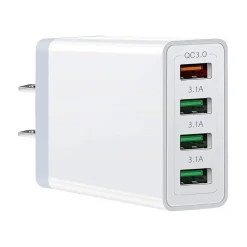 USB Adapter for Tablet/Cellular Phone, White (4XPOWER4USB)<4XEM New