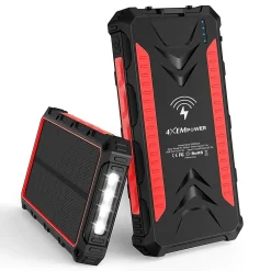 USB Wireless Charger for Most Smartphones, 20000mAh, Red (4XSOLARPWRRD)<4XEM
