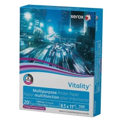Multipurpose Paper*Xerox Vitality 8.5" x 11" 3-Hole Punch Multipurpose Printer Paper, 20 lbs., 92 Brightness, 500/Ream (3R2641)