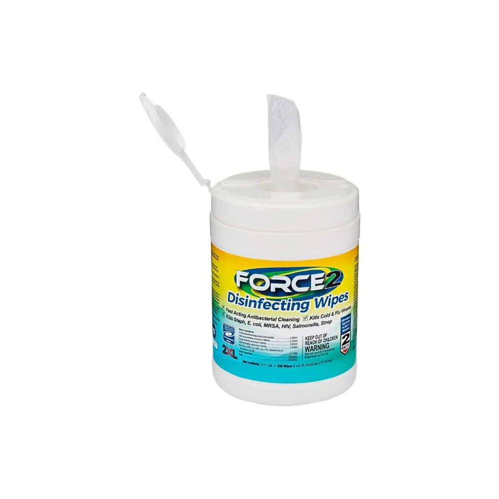 Force2 Disinfecting Wipes, 220 Wipes/Container, 12/Carton (MC7070)<2XL Corp Best