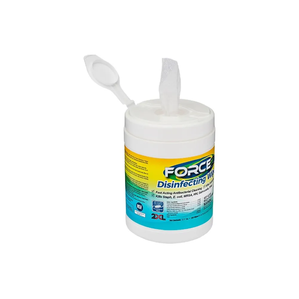 Force2 Disinfecting Wipes, Lemon Citrus Scent, 220 Wipes/Container (MC7070EA)<2XL Corp Discount
