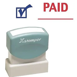 Stamps & Stamp Pads|Cosco Xstamper 2-Color Title Stamps, "PAID" Blue/Red Ink (036029)