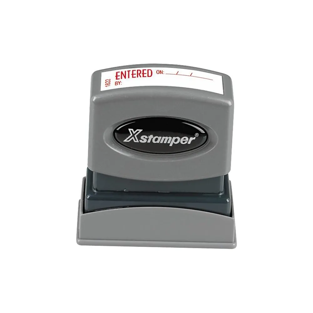 Stamps & Stamp Pads|Cosco Xstamper 1-Color Title Stamps, "ENTERED", Red (036023)