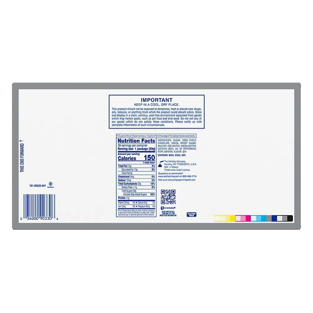 York Dark Chocolate Peppermint Patties Candy Packs, 1.4 oz., 36/Box (00330)