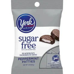 York Sugar Free Peppermint Patties Peppermint Dark Chocolate Candy Bar, 3 oz., 12/Pack (246-01076)