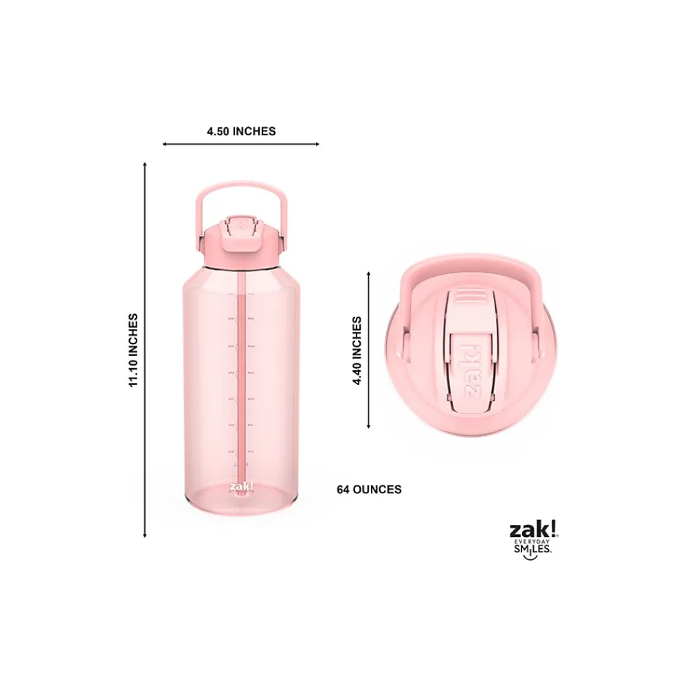 Zak! Liberty Plastic Water Bottle, 64 oz., Coral (2546-X270)