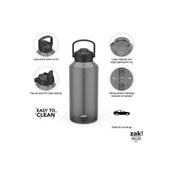 Zak! Liberty Plastic Water Bottle, 64 oz., Ebony (0015-X270)