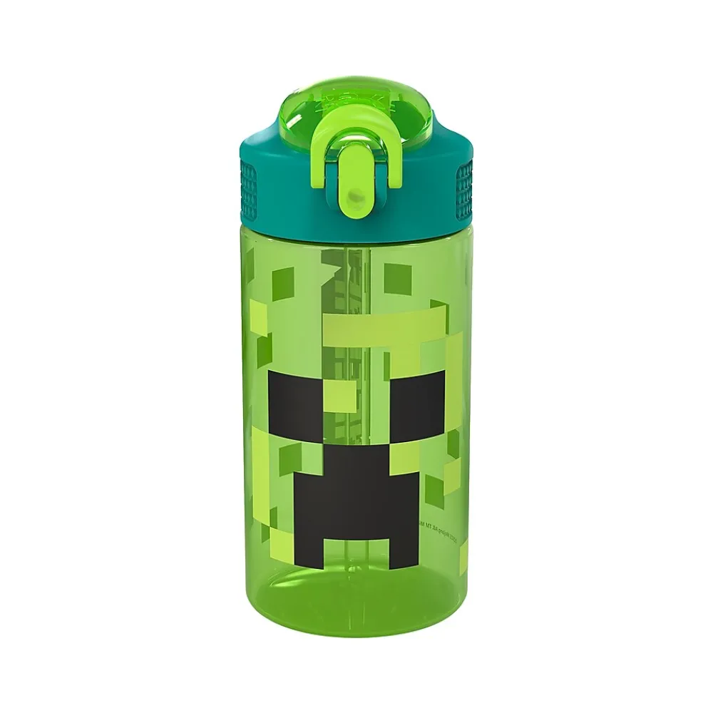 Zak! Minecraft Meadow Polypropylene Water Bottle, 16 oz., Green/Black (MICR-T120)