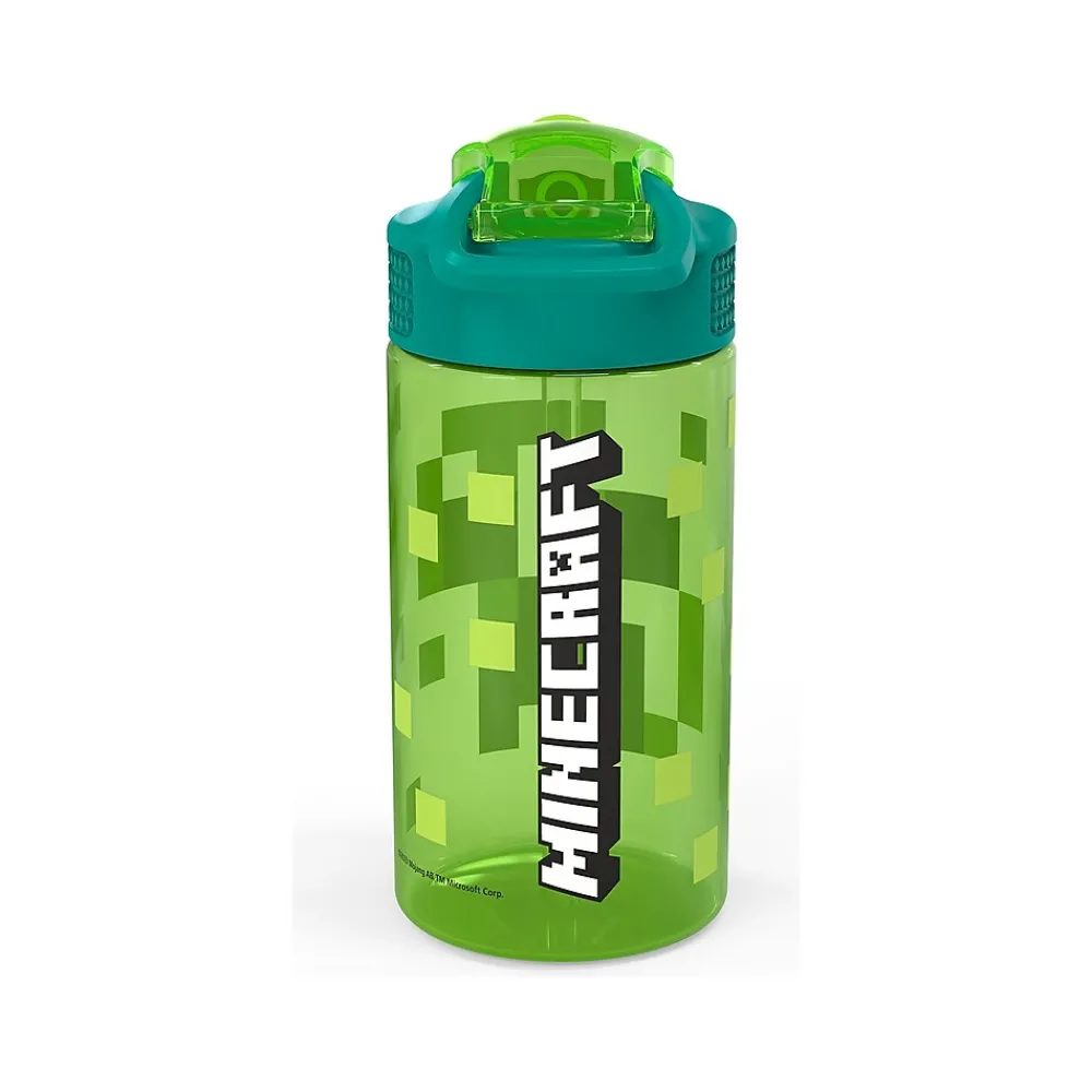 Zak! Minecraft Meadow Polypropylene Water Bottle, 16 oz., Green/Black (MICR-T120)