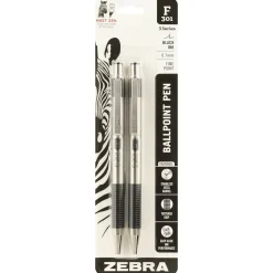 Pens|Zebra F-301 Retractable Ballpoint Pen, Fine Point, 0.7mm, Black Ink, 2 Pack (27112)