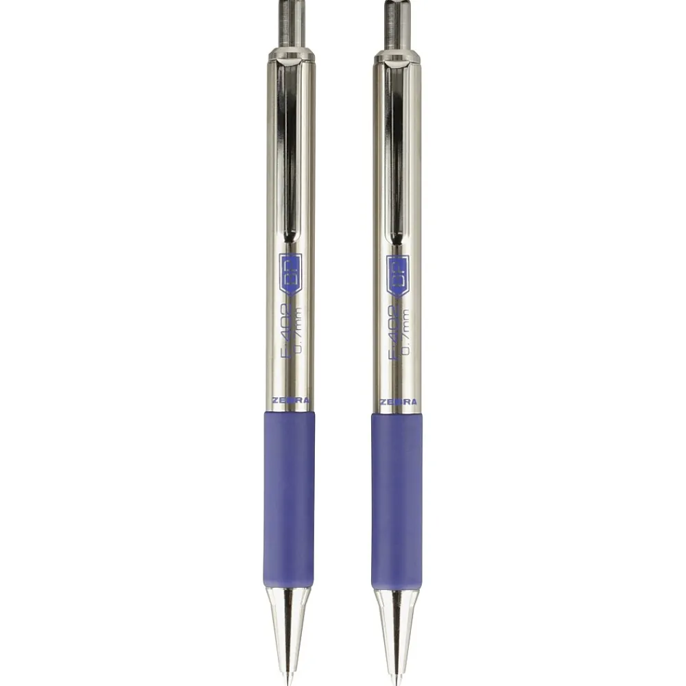 Pens|Zebra F-402 Retractable Ballpoint Pen, Fine Point, 0.7mm, Blue Ink, 2 Pack (29222)