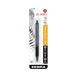 Pens|Zebra G-450 Retractable Gel Pen, Medium Point, 0.7mm, Black Ink (49511)