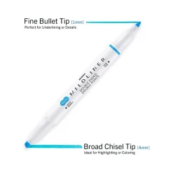 Highlighters|Zebra MILDLINER Double-Ended Creative Highlighter, Chisel/Bullet Tip, Smoke Blue, 6/Pack (78420R)