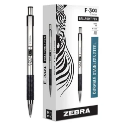 Pens|Zebra Pen F-301 Retractable Ballpoint Pens, Extra Bold, Black, Dozen (ZEB 27310)