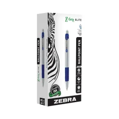 Pens|Zebra Z-Grip Elite Retractable Ballpoint Pen, Medium Point, 1.0mm, Blue Ink, Dozen (27020)