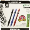 Pens|Zebra Z-Grip Retractable Ballpoint Pen, Medium Point, 1.0mm, Assorted Ink, 48 Pack (22048)